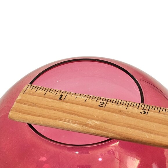 Cranberry Glass Rose Bowl Vase 6" vtg Victorian style etched floral flower globe - Picture 10 of 10